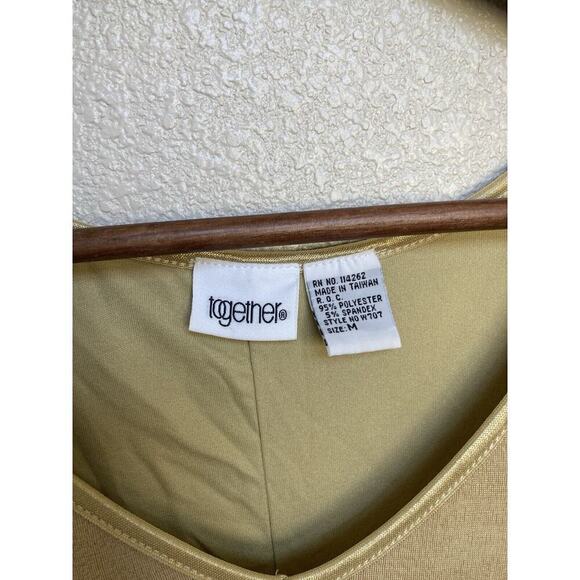 Together gold fringe mini dress size M sleeveless flapper boho vneck cocktail - Picture 5 of 5